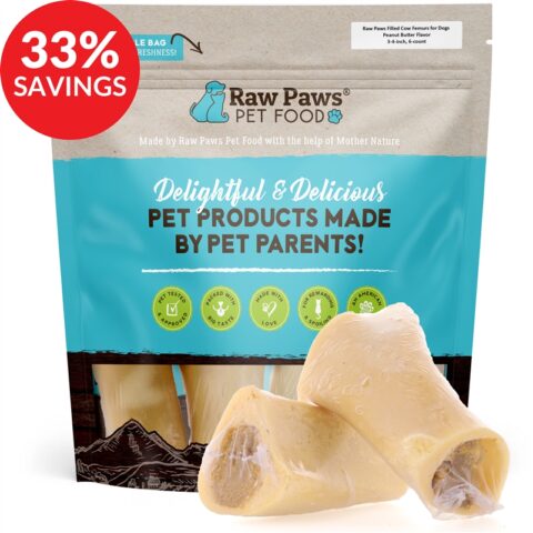3-4 inch Filled Cow Femurs for Dogs – Peanut Butter Flavor (Bundle Deal)
