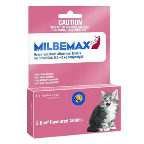 "Milbemax For Small Cats Up To 4.4lbs 2 Tablets"