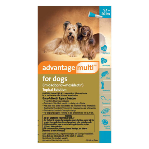 "Advantage Multi for Medium Dogs 9.1-20 Lbs (Aqua) 12 Doses"