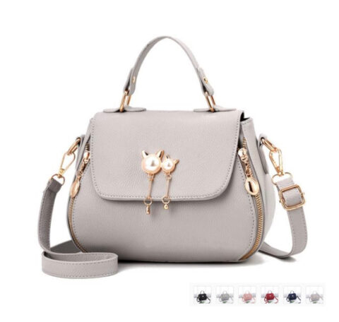 Bowler Style PU Leather Ladies Handbag with Gold Cat Hardware