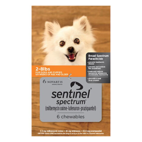 "Sentinel Spectrum Orange For Dogs 2-8 Lbs 6 Chews"