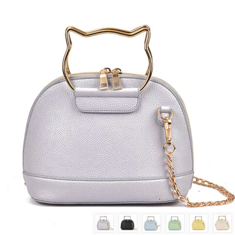 Cat Handle PU Leather Classic Elegant Handbag with Chain