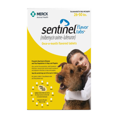"Sentinel For Dogs 26-50 Lbs (Yellow) 12 Chews"