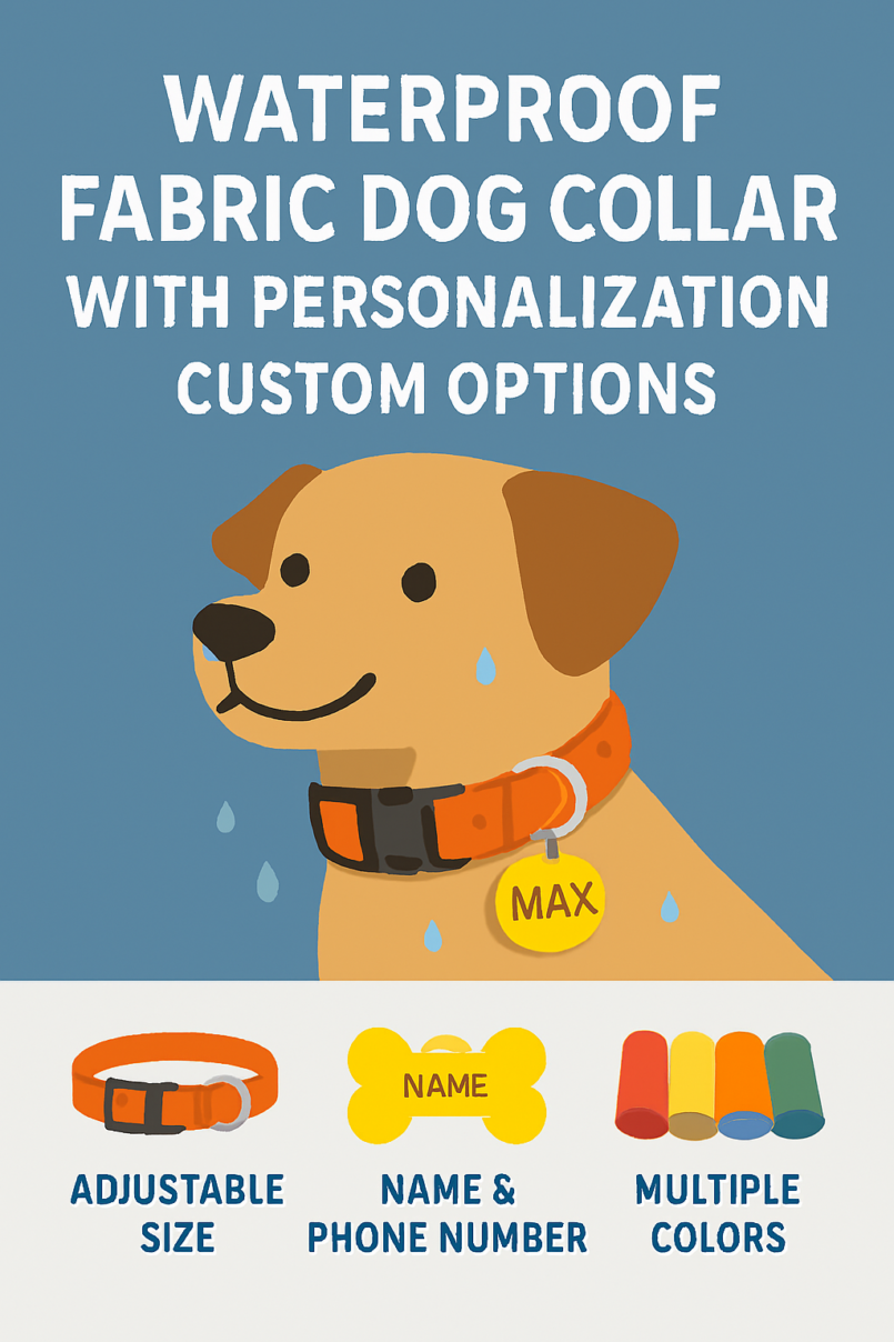 Waterproof Fabric Dog Collar with Personalisation: Custom Options