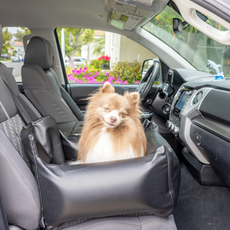 PupProtector Faux Leather Memory Foam Dog Car Bed – Black