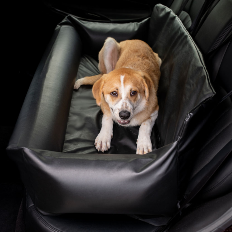 PupProtector Faux Leather Memory Foam Dog Car Bed – Black
