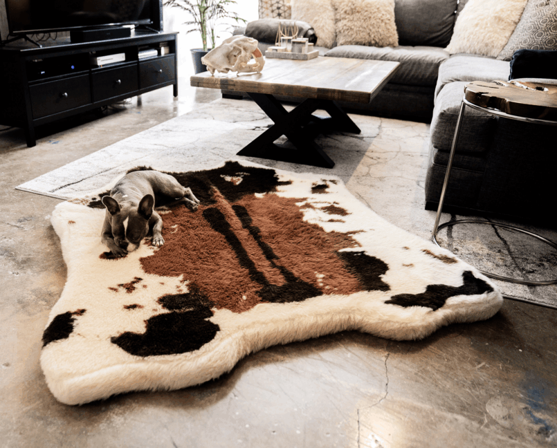 PupRug Animal Print Memory Foam Dog Bed – Brown Faux Cowhide