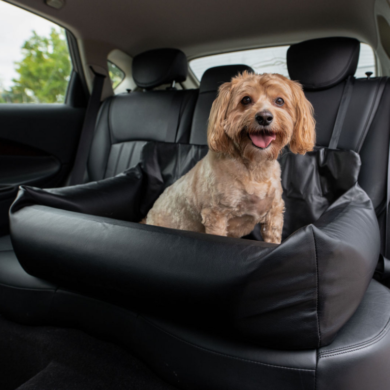 PupProtector Faux Leather Memory Foam Dog Car Bed – Black