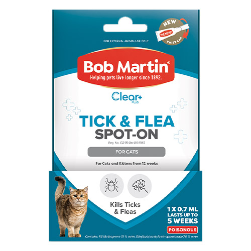Bob Martin Clear Ticks & Fleas Spot On For Cats 1×0.7ml 1 Pack