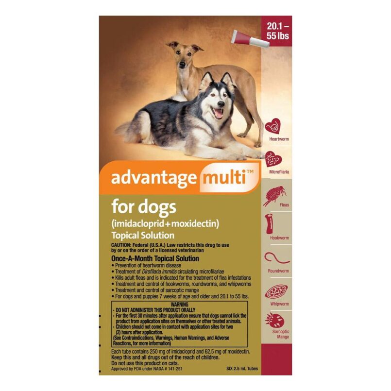 Advantage Multi for Large Dogs 20.1-55 Lbs (Red) 12 Doses
