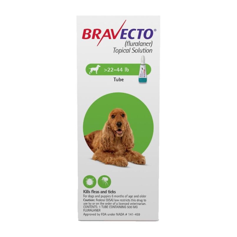 Bravecto Topical For Medium Dogs (22 – 44 Lbs) Green 1 Dose